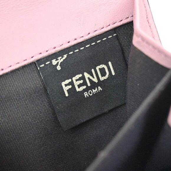 FENDI Logo Baguette Medium Bifold Wallet Purse Leather Pink GHW Italy 61YH677 - Picture 12 of 16